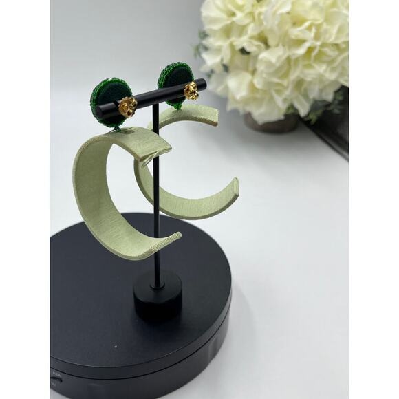 Sachin & Babi Mint Threaded Beaded Audra Large Hoop Earrings - Picture 4 of 11